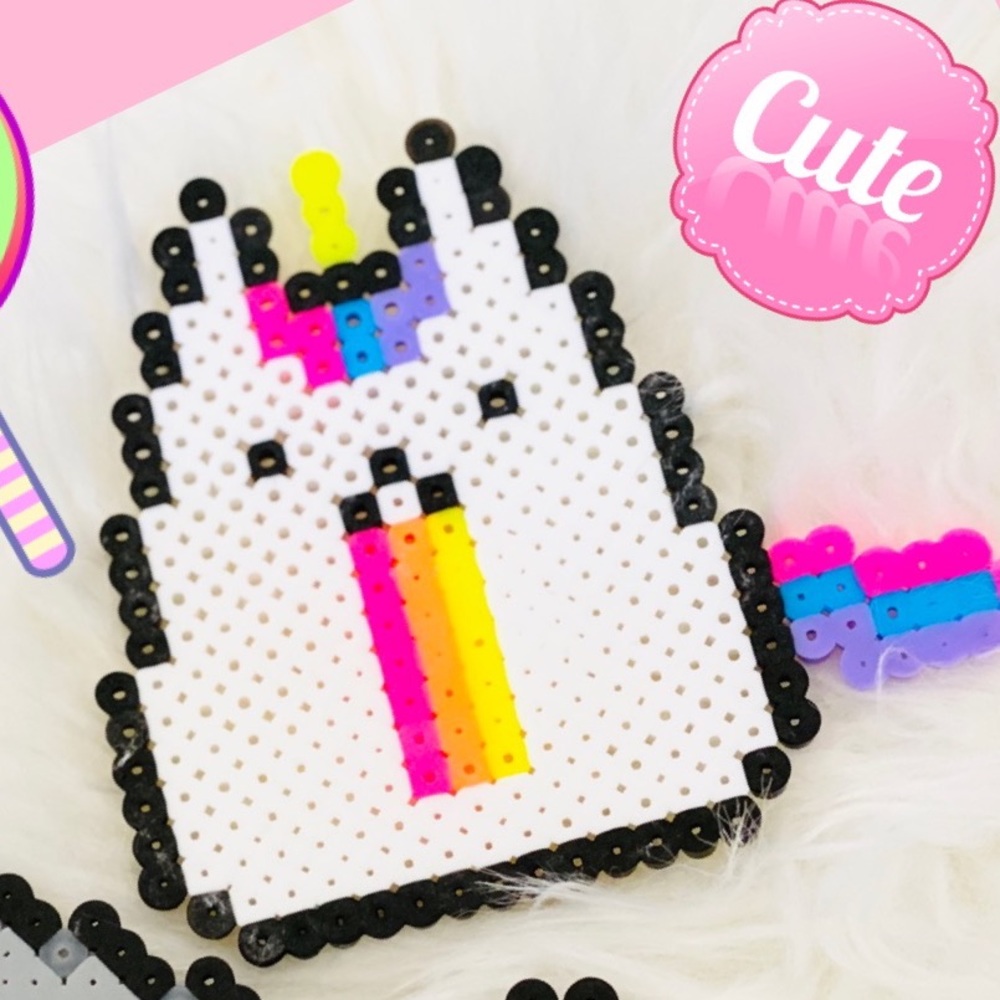 🤍 White Pusheen KANDI Perler 🤍
